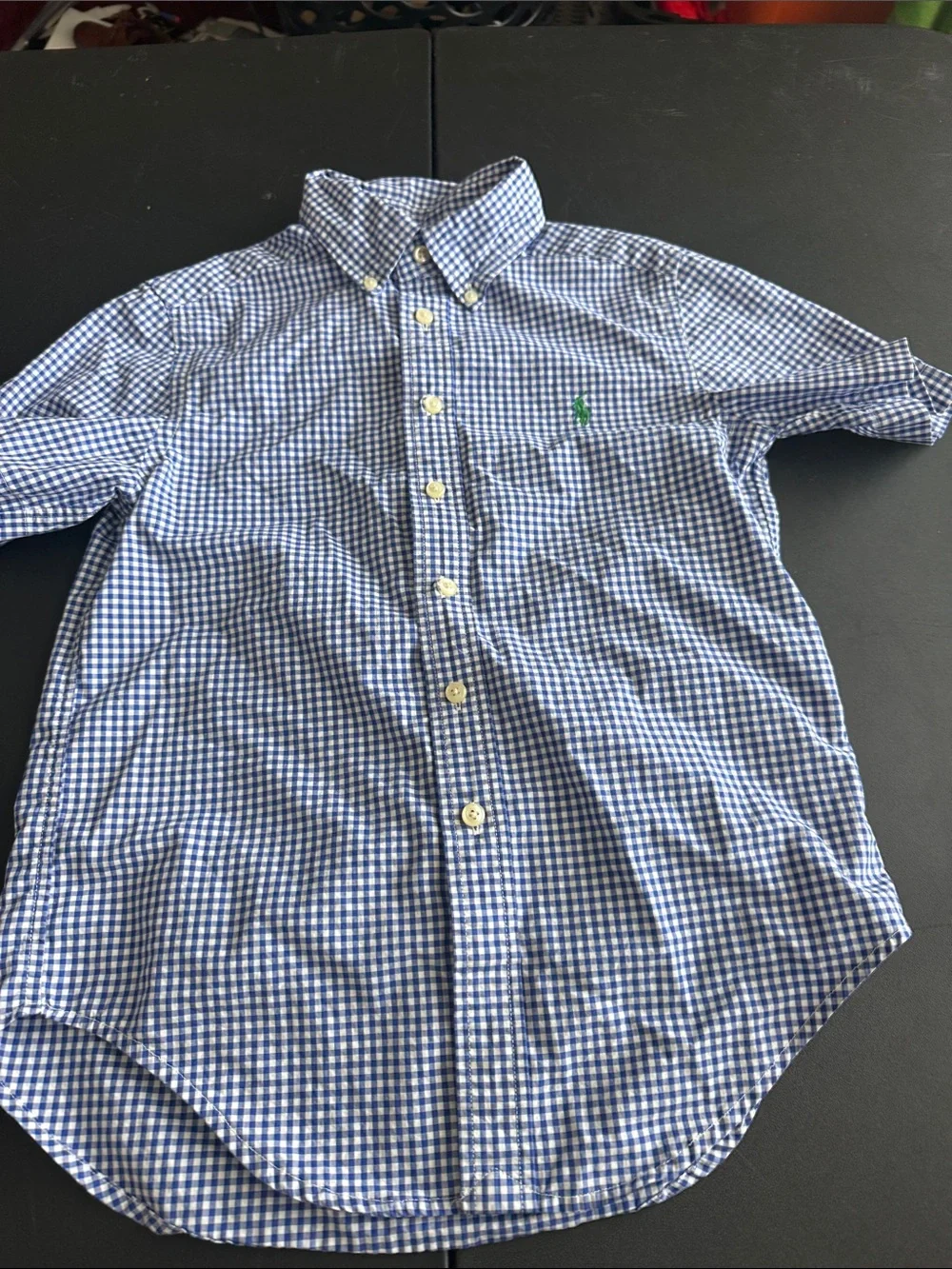Ralph Lauren Blue & White Gingham Button-Down Shirt - Kids